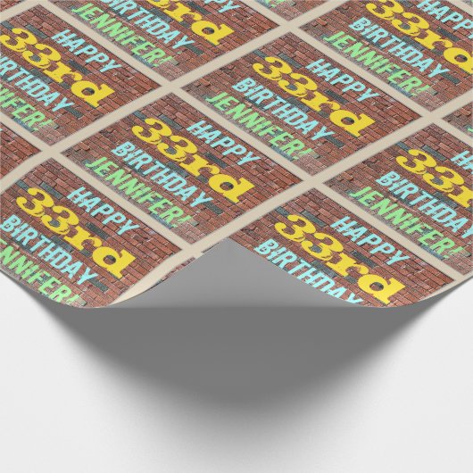 Brick Wall Graffiti geïnspireerd op 33e verjaardag Cadeaupapier (Hoek)