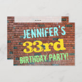 Brick Wall Graffiti geïnspireerd op 33e verjaardag Kaart (Voorkant / Achterkant)