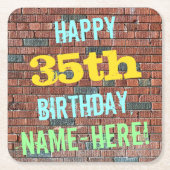 Brick Wall Graffiti geïnspireerd op 35e verjaardag Kartonnen Onderzetters (Voorkant)