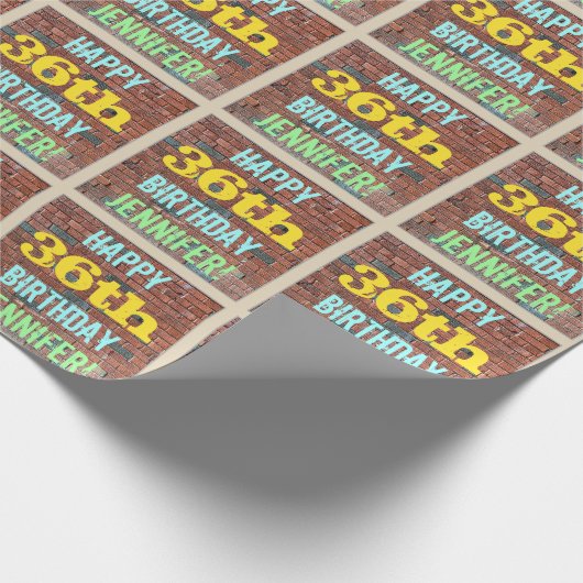 Brick Wall Graffiti geïnspireerd op 36e verjaardag Cadeaupapier (Hoek)