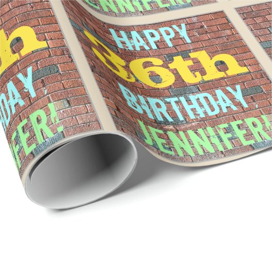 Brick Wall Graffiti geïnspireerd op 36e verjaardag Cadeaupapier (Rol Hoek)