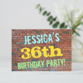 Brick Wall Graffiti geïnspireerd op 36e verjaardag Kaart (Staand voorkant)