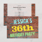 Brick Wall Graffiti geïnspireerd op 36e verjaardag Kaart (Voorkant / Achterkant)