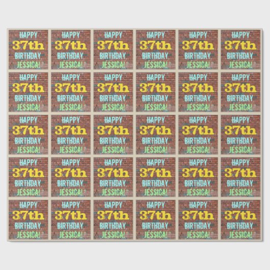 Brick Wall Graffiti geïnspireerd op 37e verjaardag Cadeaupapier (Vlak)