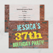 Brick Wall Graffiti geïnspireerd op 37e verjaardag Kaart (Voorkant / Achterkant)