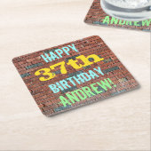 Brick Wall Graffiti geïnspireerd op 37e verjaardag Kartonnen Onderzetters (Schuin)