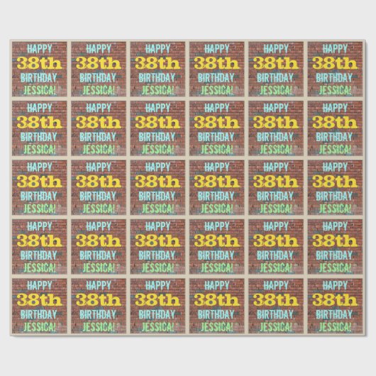 Brick Wall Graffiti geïnspireerd op 38e verjaardag Cadeaupapier (Vlak)