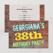 Brick Wall Graffiti geïnspireerd op 38e verjaardag Kaart (Voorkant / Achterkant)