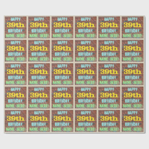 Brick Wall Graffiti geïnspireerd op 39th Birthday Cadeaupapier