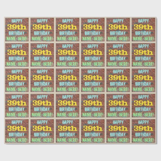 Brick Wall Graffiti geïnspireerd op 39th Birthday  Cadeaupapier (Vlak)