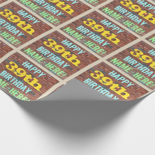 Brick Wall Graffiti geïnspireerd op 39th Birthday Cadeaupapier (Hoek)