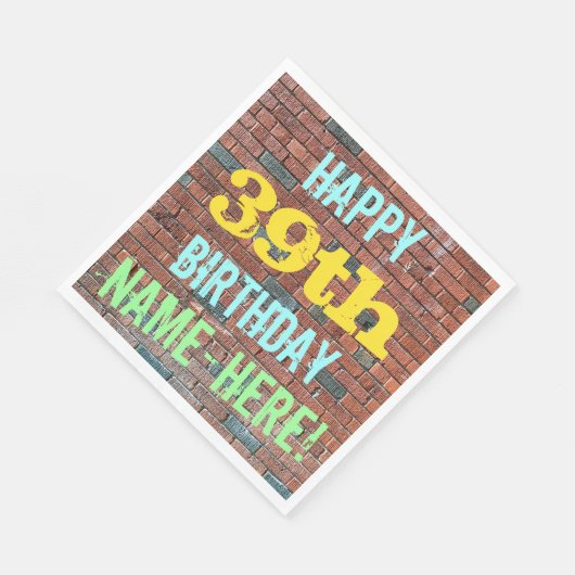 Brick Wall Graffiti geïnspireerd op 39th Birthday Servet (Hoek)