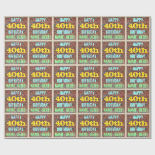 Brick Wall Graffiti geïnspireerd op 40e verjaarda Cadeaupapier