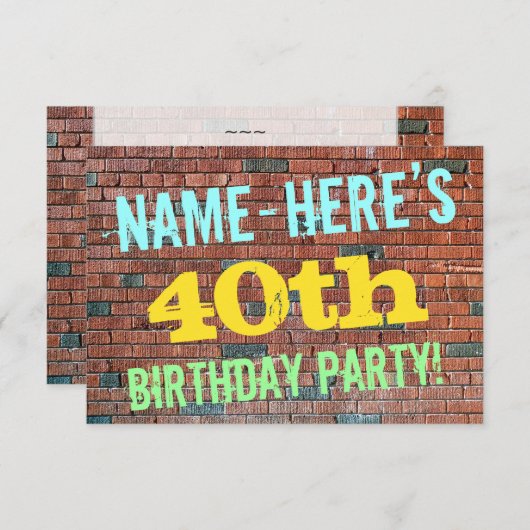 Brick Wall Graffiti geïnspireerd op 40e verjaardag Kaart (Voorkant / Achterkant)