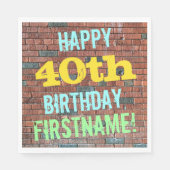 Brick Wall Graffiti geïnspireerd op 40e verjaardag Servetten (Voorkant)