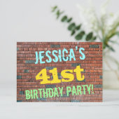 Brick Wall Graffiti geïnspireerd op 41e verjaardag Kaart (Staand voorkant)