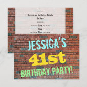 Brick Wall Graffiti geïnspireerd op 41e verjaardag Kaart (Voorkant / Achterkant)