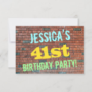 Brick Wall Graffiti geïnspireerd op 41e verjaardag Kaart