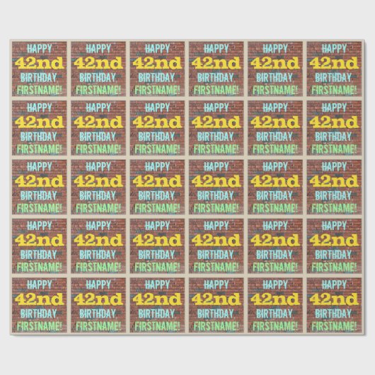 Brick Wall Graffiti geïnspireerd op 42e verjaardag Cadeaupapier (Vlak)