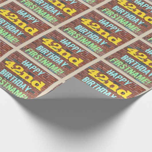 Brick Wall Graffiti geïnspireerd op 42e verjaardag Cadeaupapier (Hoek)