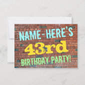 Brick Wall Graffiti geïnspireerd op 43e verjaardag Kaart (Voorkant)