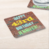 Brick Wall Graffiti geïnspireerd op 43e verjaardag Kartonnen Onderzetters (Schuin)