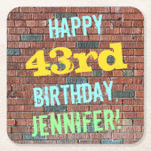 Brick Wall Graffiti geïnspireerd op 43e verjaardag Kartonnen Onderzetters (Voorkant)