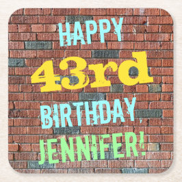Brick Wall Graffiti geïnspireerd op 43e verjaardag Kartonnen Onderzetters