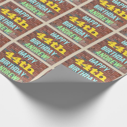 Brick Wall Graffiti geïnspireerd op 44e verjaardag Cadeaupapier (Hoek)