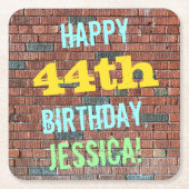 Brick Wall Graffiti geïnspireerd op 44e verjaardag Kartonnen Onderzetters (Voorkant)