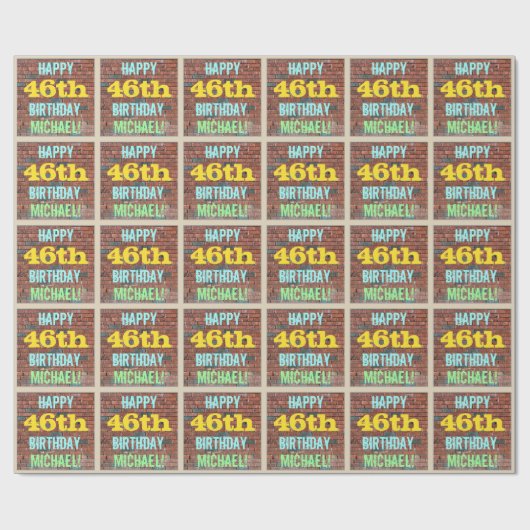 Brick Wall Graffiti geïnspireerd op 46e verjaardag Cadeaupapier (Vlak)