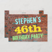 Brick Wall Graffiti geïnspireerd op 46e verjaardag Kaart (Voorkant / Achterkant)