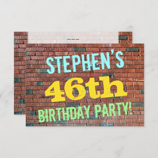 Brick Wall Graffiti geïnspireerd op 46e verjaardag Kaart (Voorkant / Achterkant)