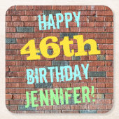 Brick Wall Graffiti geïnspireerd op 46e verjaardag Kartonnen Onderzetters (Voorkant)