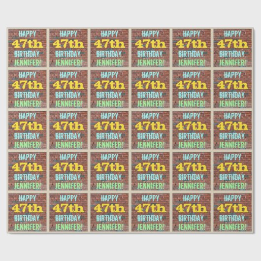Brick Wall Graffiti geïnspireerd op 47e verjaardag Cadeaupapier (Vlak)