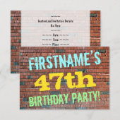 Brick Wall Graffiti geïnspireerd op 47e verjaardag Kaart (Voorkant / Achterkant)