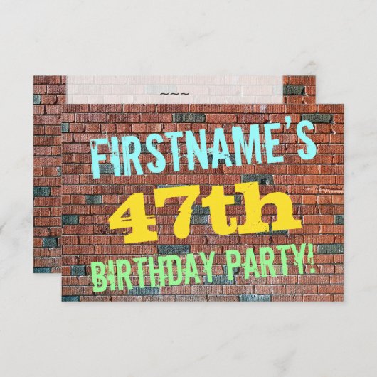 Brick Wall Graffiti geïnspireerd op 47e verjaardag Kaart (Voorkant / Achterkant)