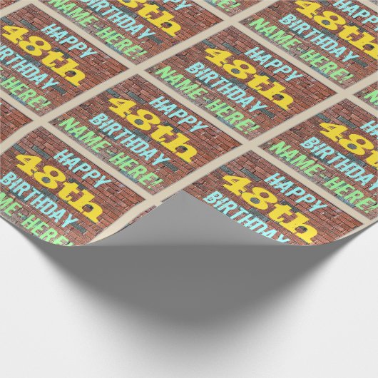 Brick Wall Graffiti geïnspireerd op 48e verjaardag Cadeaupapier (Hoek)