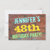 Brick Wall Graffiti geïnspireerd op 48e verjaardag Kaart (Voorkant)