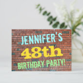 Brick Wall Graffiti geïnspireerd op 48e verjaardag Kaart (Staand voorkant)