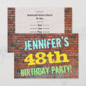 Brick Wall Graffiti geïnspireerd op 48e verjaardag Kaart (Voorkant / Achterkant)