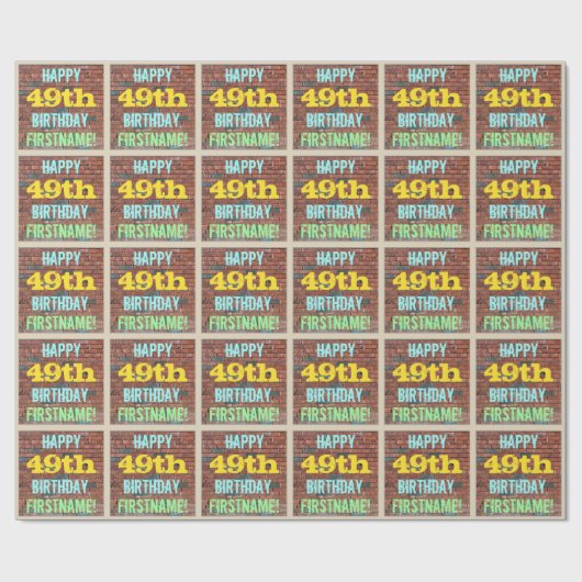 Brick Wall Graffiti geïnspireerd op 49e verjaardag Cadeaupapier (Vlak)