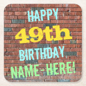 Brick Wall Graffiti geïnspireerd op 49e verjaardag Kartonnen Onderzetters (Voorkant)