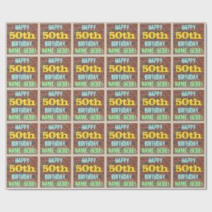 Brick Wall Graffiti geïnspireerd op 50e verjaardag Cadeaupapier
