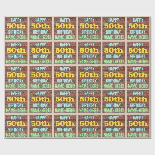 Brick Wall Graffiti geïnspireerd op 50e verjaardag Cadeaupapier (Vlak)
