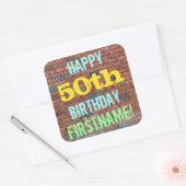 Brick Wall Graffiti geïnspireerd op 50e verjaardag Vierkante Sticker (Envelop)