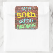 Brick Wall Graffiti geïnspireerd op 50e verjaardag Vierkante Sticker (Tas)