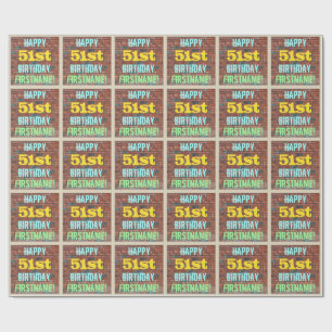 Brick Wall Graffiti geïnspireerd op 51ste verjaard Cadeaupapier