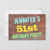 Brick Wall Graffiti geïnspireerd op 51ste verjaard Kaart (Voorkant)