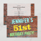 Brick Wall Graffiti geïnspireerd op 51ste verjaard Kaart (Voorkant / Achterkant)